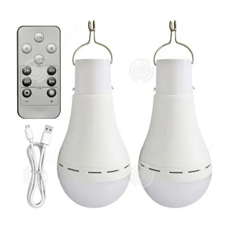 Rechargeable bulb - 12W - Remote control - IP65 waterproof - Portable for camping