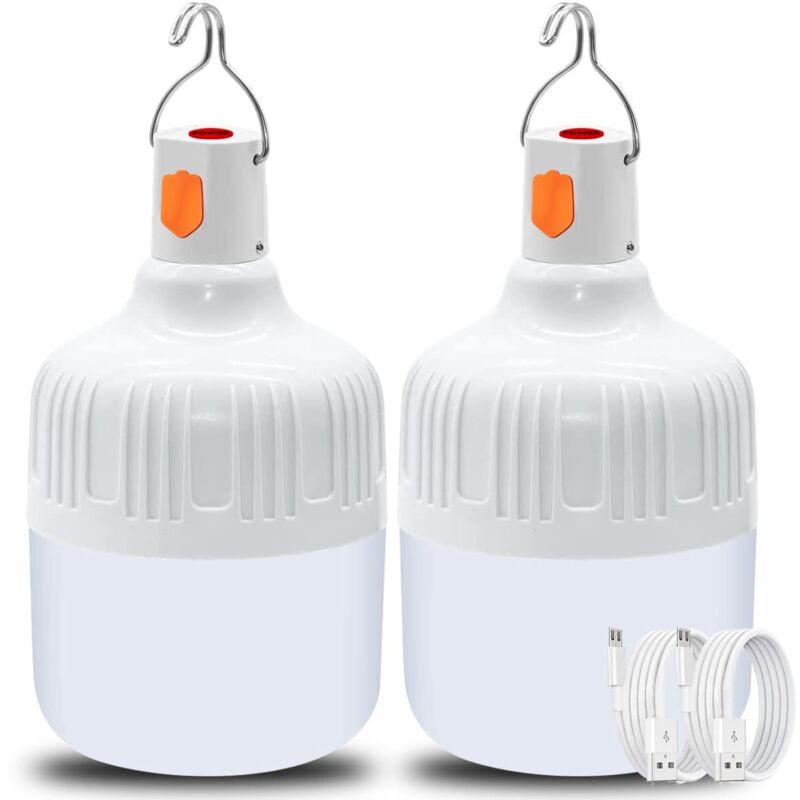 Tinor - Rechargeable Camping Lantern - 2 Pieces 40 Watt Rechargeable Lamp - 360° usb Rechargeable Lamp - Portable Hanging Lantern for Camping - usb