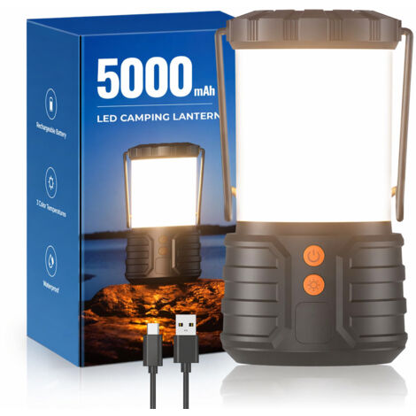 Rechargeable Camping Lantern 5000mAh 3 Colors Dimmable IPX4 Waterproof Power Bank Emergency Light