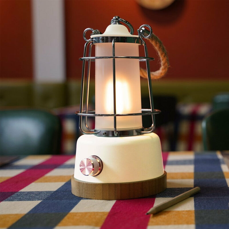 Harperliving - Rechargeable Camping led Retro Water Resistant White Lantern, Long Life, Dimmable and Colour Changing