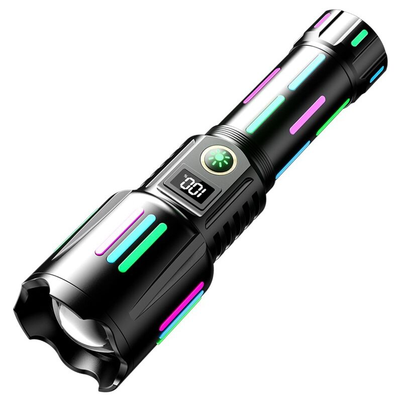 Rechargeable Flashlight High Lumens, 5 Modes Super Bright LED Flashlight USB C, Long Lasting Heavy Duty Strong Tactical Flashlight for Home Fish