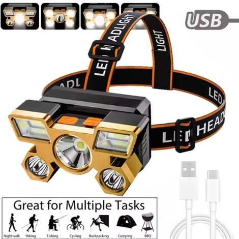 Rechargeable front lamp, powerful for fishing, front lamp, LED camping lamps, chasse torches, lanterns ahead of the walk
