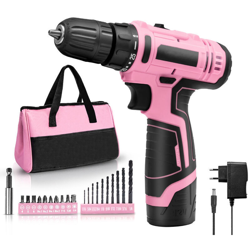 Linghhang - Rechargeable impact drill 12v lithium battery drill torch electric screwdriver