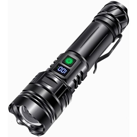 Rechargeable LED Flashlight, 30,000 Lumens Extremely Powerful LED Torch, 5 Light Modes, IP65 Waterproof, Rechargeable LED Lamp, Tactical Lamp for Camping, Hiking, Emergency MUMU