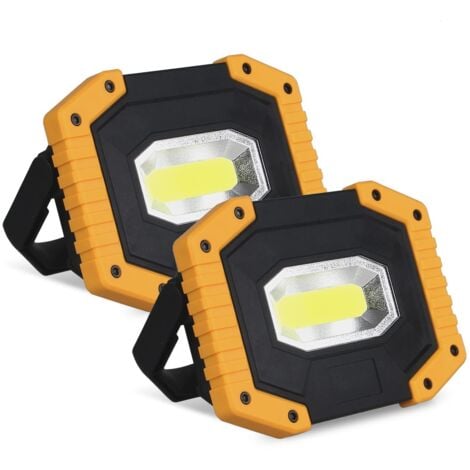 Rechargeable LED Floodlight 30W 2000 LM Site Floodlight Work Light with 4X Battery 3 Modes Portable Lantern USB LED Floodlight for Camping, Construction Site, Garage, Workshop(2 pack)
