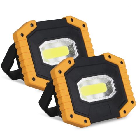 Rechargeable LED Floodlight 30W 2000 LM Site Work Light with 4X Battery 3 Modes Portable Lantern USB LED Floodlight for Camping, Construction Site, Garage, Workshop(2 pack)
