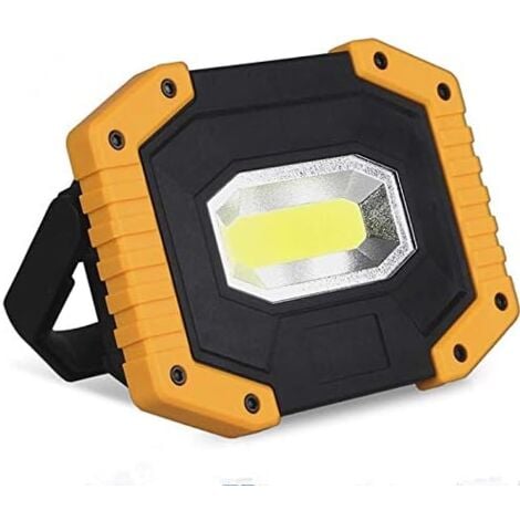 Rechargeable LED Floodlight 30W 2000LM Construction Site Floodlight Work Light 3 Modes Portable Lantern USB LED Floodlight for Camping, Construction Site, Garage, Workshop(1pack)