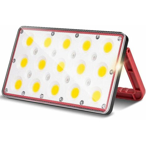 Rechargeable LED Floodlight Construction Site Floodlight 24W 1000LM 5 Adjustable Modes Work Lamp with 180° Rotation Outdoor LED Lamp for Garden, Courtyard, Garage, Entrance