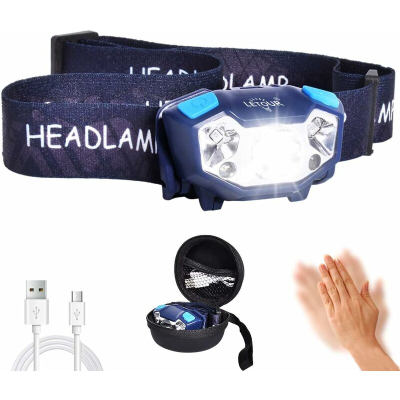

Linterna frontal LED recargable, LETOUR 5 modos Impermeable IP65 350 lm Para camping, senderismo, jogging, pesca, bricolaje