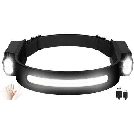 Rechargeable LED Headlamp Motion Sensor 8 Modes 400 Lumens IPX4 Waterproof 12h Life Camping Running