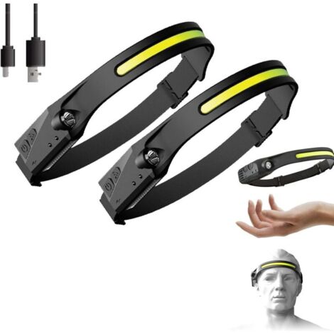 Rechargeable LED Headlamp, Powerful USB Rechargeable LED Head Torch with 350 LM, 3 Lighting Modes, Manual Induction, Waterproof and Lightweight for Fishing, Camping, etc.