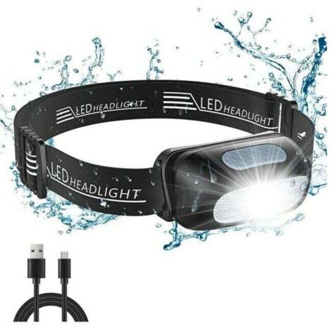 Rechargeable LED Headlamp, Powerful Waterproof Head Torch with 5 Lighting Modes, Motion Sensor Headlamp, USB Rechargeable Waterproof Work Light, Ultra-Light & Adjustable