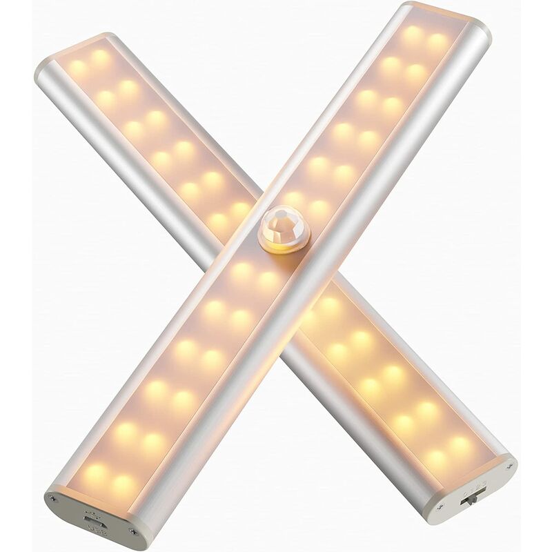 Rechargeable led Motion Sensor Light, Wireless Closet Light, Emergency Hand Lamp, Child Night Light, Auxiliary, 3000K Warm White(2 rooms)