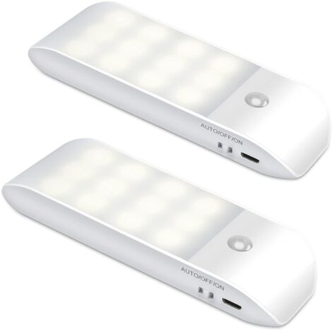 Rechargeable LED Night Light 2 Pack Motion Sensor Auto On Off Closet Magnetic Strip Warm White