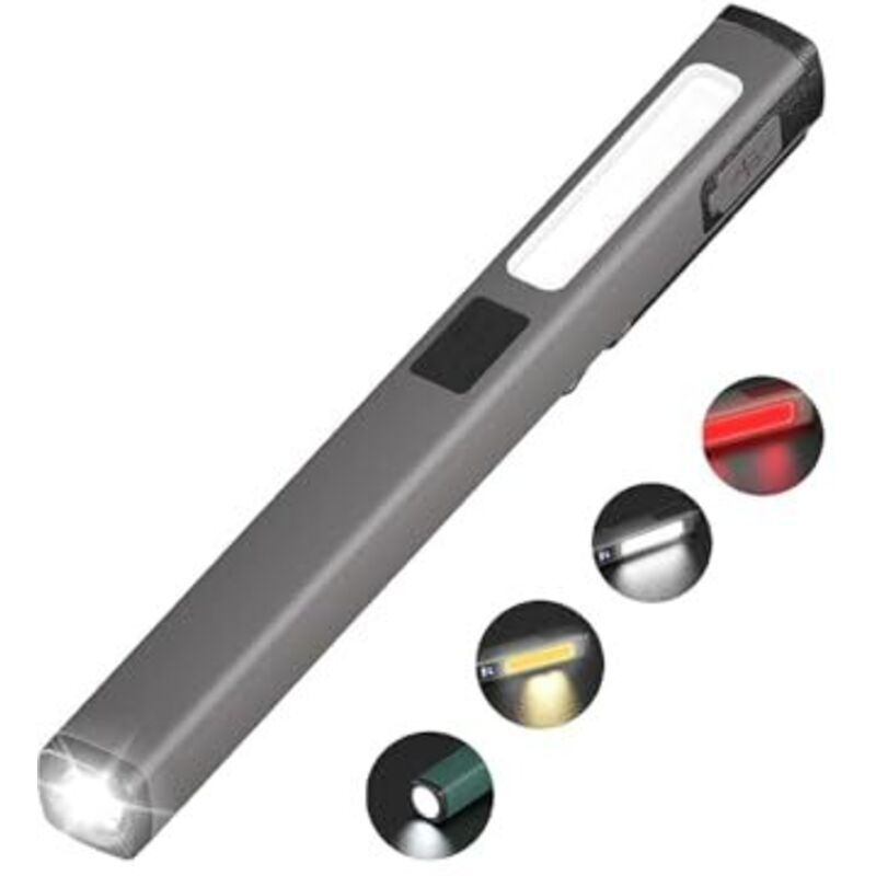 Tehtuy Rechargeable Led Penlight, Cob Work Light With White And Red Modes, Usb-c Cable, 6-mode Portable Work Light With Battery Level Indicator, Waterproof,