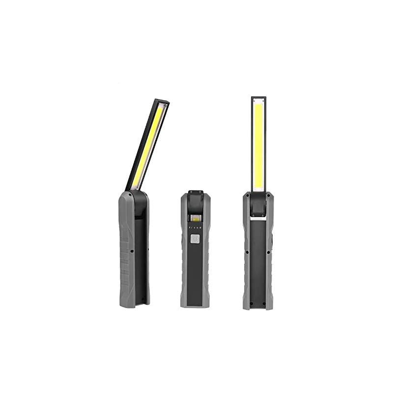 Aougo - Rechargeable Led Torch, Cob Rechargeable Led Work Light Torch Flashlight With Magnetic Base 3 Modes 210 Degree Foldable For Camping, Auto