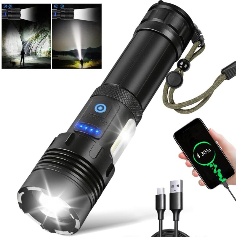 Image of Rechargeable LED torch, high lumens with&hellip;