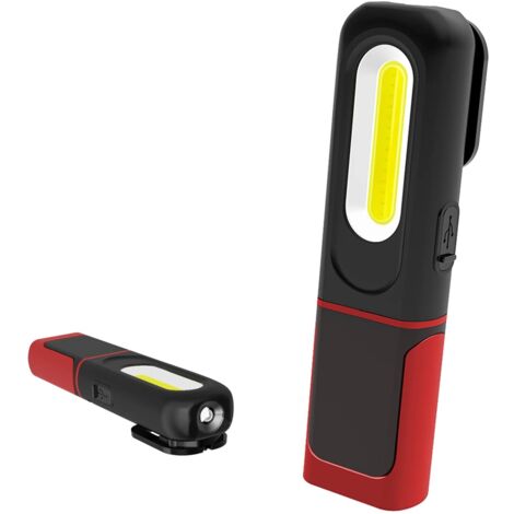 Rechargeable LED Work Light, 2 in 1 Inspection Lamp, 5W COB LED Flashlight with Magnetic Base and Hook for Home, Workshop, Camping
