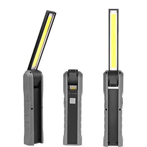 Rechargeable LED Work Light, Rechargeable COB LED Torch Flashlight with Magnetic Base 3 Modes 210 Degree Foldable for Camping, Car Repair, Emergency