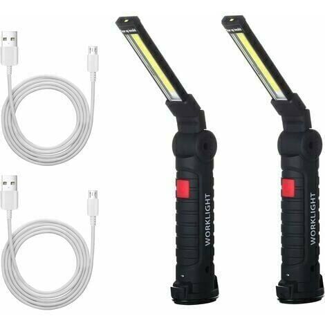 Rechargeable LED Work Light Workshop Flashlight LED Work Light with Magnetic Base Inspection Lamp for Hiking Camping.4.8x15cm