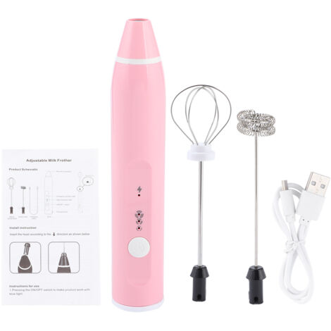 Rechargeable Milk Frother Electric Coffee Mixer Handheld Egg Beater Household Kitchen ToolsPink