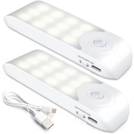 Rechargeable Motion Sensor LED Night Light 2 Pack 12 LEDs 3 Modes Magnetic