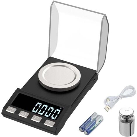 Rechargeable par USB 100g/0.001g Balance de Precision Milligrammes Balance de Poche Balances de Bijoux,Balance de Cuisine Apply to Weighing La Poudre,Bijoux, Or Poche avec Poids D'étalonnage