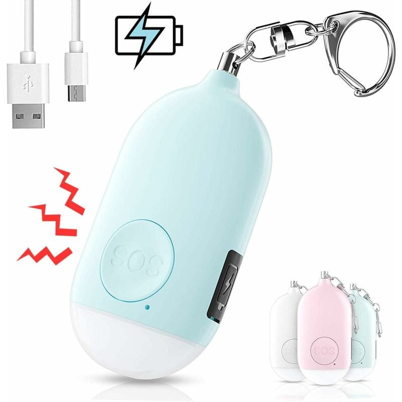 Rechargeable Pocket Alarm - 130 db Audible Personal Alarm with Flashlight Keychain, Panic Alarm Siren for Women, Teens, Girls and Elderly