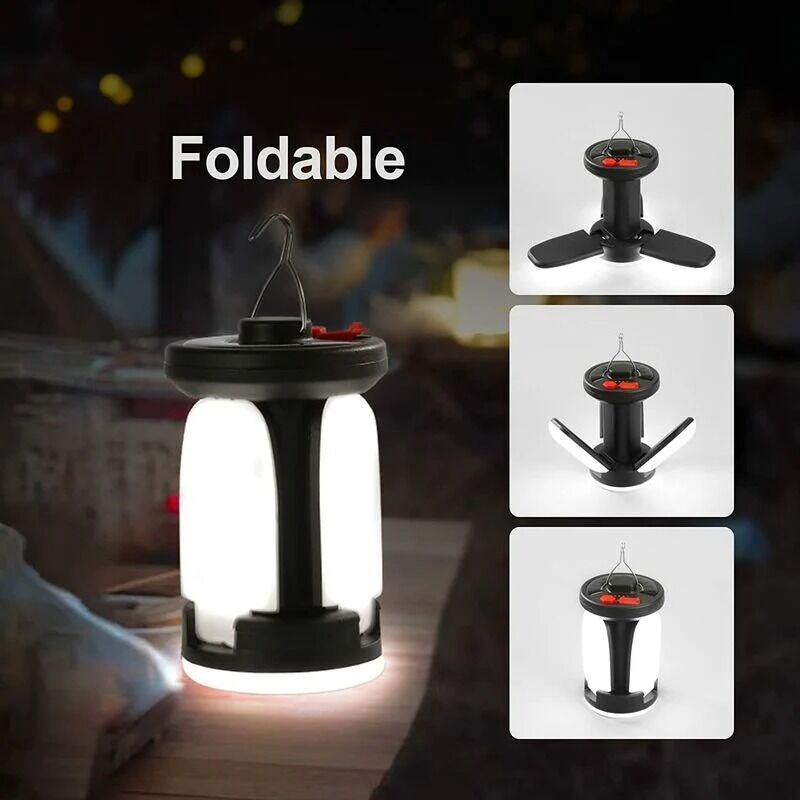 Boed - Rechargeable Solar Camping Light 1000LM Powerful 4500mAh Power Bank 6 Modes Foldable for Camping Trips Backup Fishing Cave [Energy Class a+++]