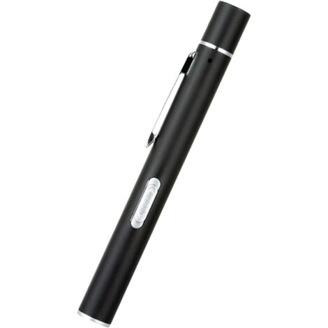 Rechargeable USB Mini Flashlight with 2 LED Sources, Pocket Clip (Black)