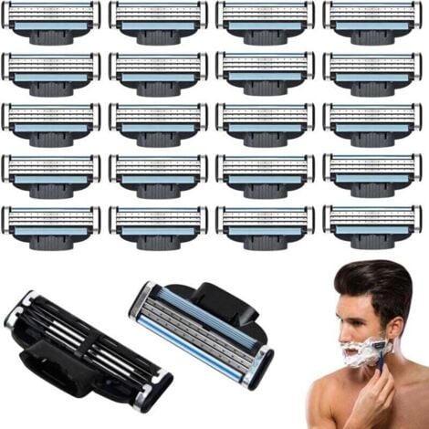 GRID COOL Recharges de lames de rasoir Mach 3, 20 Pièces Lames de Rasoir Mach 3, Hommes Lame De Rasoir Mach 3, Mach 3 Recharges de Lames de Rasoir, Compatibles avec Rasoir Mach 3, pour Tous Types de Barbes