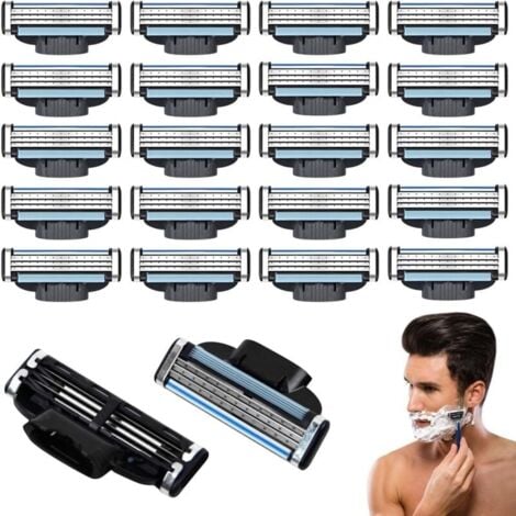 AIMOONSA Recharges de lames de rasoir Mach 3, 20 Pièces Lames de Rasoir Mach 3, Hommes Lame De Rasoir Mach 3, Mach 3 Recharges de Lames de Rasoir, Compatibles avec Rasoir Mach 3, pour Tous Types de Barbes