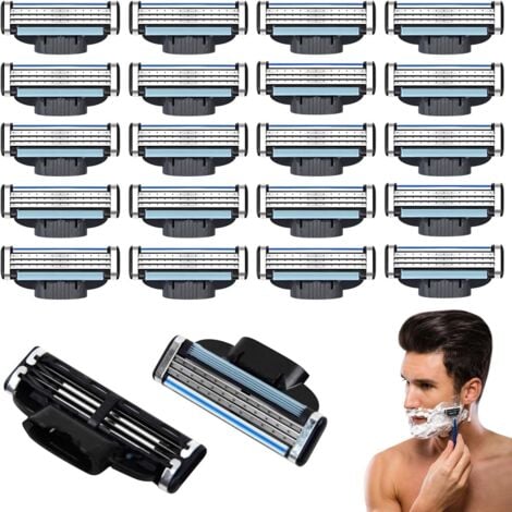 TREETALK Recharges de lames de rasoir Mach 3, 20 Pièces Lames de Rasoir Mach 3, Hommes Lame De Rasoir Mach 3, Mach 3 Recharges de Lames de Rasoir, Compatibles avec Rasoir Mach 3, pour Tous Types de Barbes