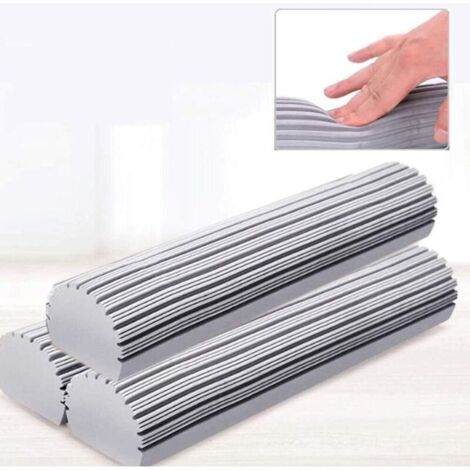 Recharges de Tête de Vadrouille Éponge Absorbante,Tête de Serpillère,Tampons de Balai -Pack de 3 Tampons Éponge de Rechange Mop Gris