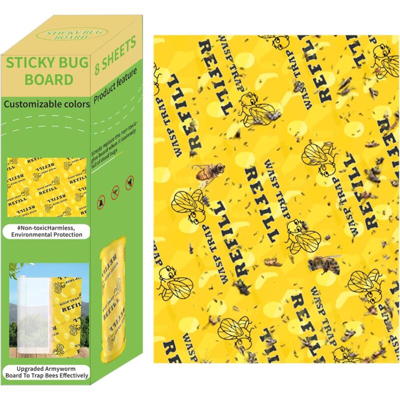 Recharges pour pièges à guêpes collants, recharges pour pièges à guêpes jaunes, planches en papier anti-mouches, lot de 10 tampons de rechange