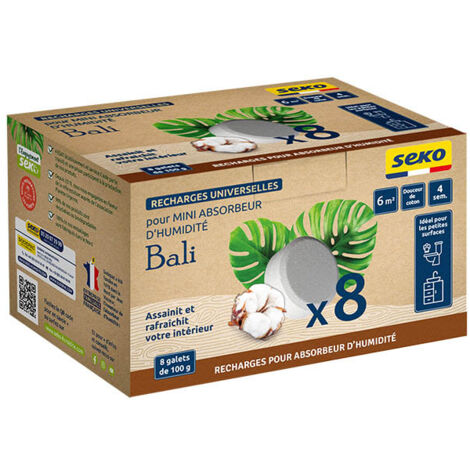 Recharges Universelles Senteur Coton Pour Absorbeur D'humidité Bali 8 X 100 G Recharges Universelles Senteur Coton Pour Absorbeu