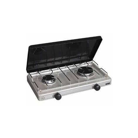 Réchaud gaz portable 2 feux 3200W Brûleurs inox Plaque de cuisson