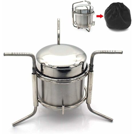 Réchaud à Alcool de Camping Portable Alcool en Acier Inoxydable Cuisinière en Plein Air Pliant Mini Spirit Cooker Pique-Nique BBQ Cookout Poêle