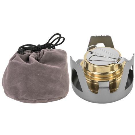 Réchaud à alcool portable ultra-léger pour camping, randonnée et BBQ (Gris)