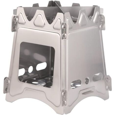 Réchaud à Bois Portable en Acier Inoxydable Réchaud à Cassette Résistant à la Chaleur pour Camping et Randonnée