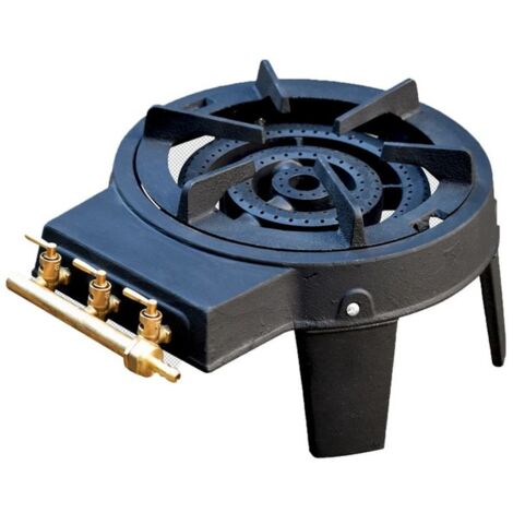 Réchaud à gaz 3 brûleurs 8,6 kW – Butane ou propane – Fonte véritable – Cuisine extérieure stable et robuste – Kz Garden