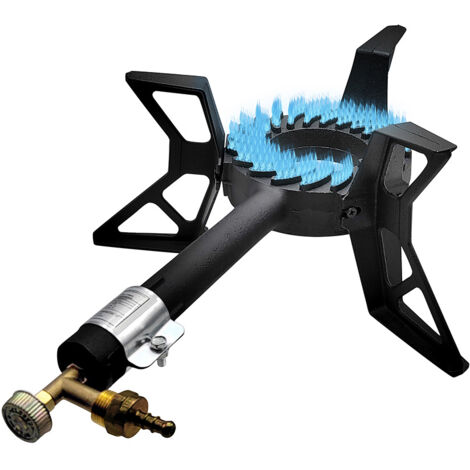 Réchaud à gaz 3 brûleurs – Fonte et laiton – 8,5 kW – Butane/Propane – Usage extérieur uniquement – Connecteur G1/2 inclus