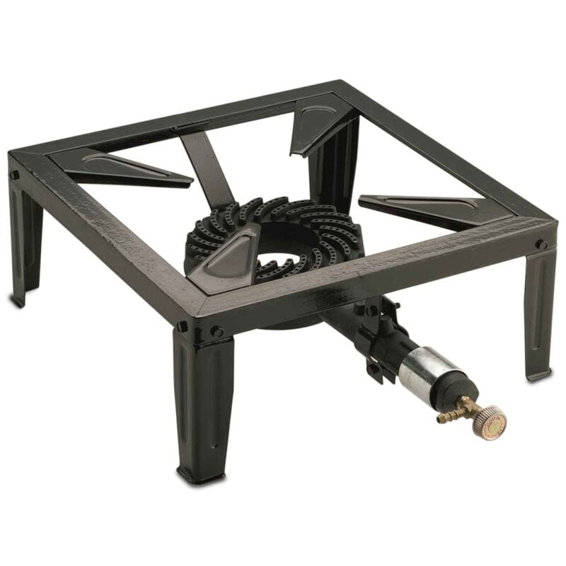 Réchaud à gaz 7.5KW Acier émaillé Bruleur fonte Réchaud Traiteur 4 pieds Cuissons extérieures