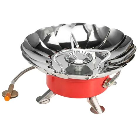 Réchaud à gaz à allumage piézoélectrique avec tuyau allongé, idéal pour la cuisine en extérieur, coupe-vent, pliable, pour le camping, les pique-niques et les barbecues. Réchaud de cuisine portable.