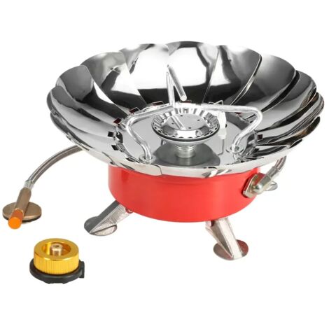Réchaud à gaz à allumage piézoélectrique avec tuyau allongé, idéal pour la cuisine en extérieur, coupe-vent, pliable, pour le camping, les pique-niques et les barbecues. Réchaud de cuisine portable.