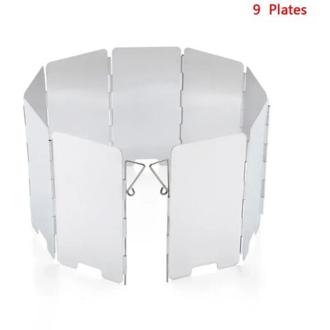 Réchaud à gaz pliable à 9 plaques avec pare-vent, brûleur de cuisson portable en alliage d'aluminium, idéal pour le camping en extérieur.