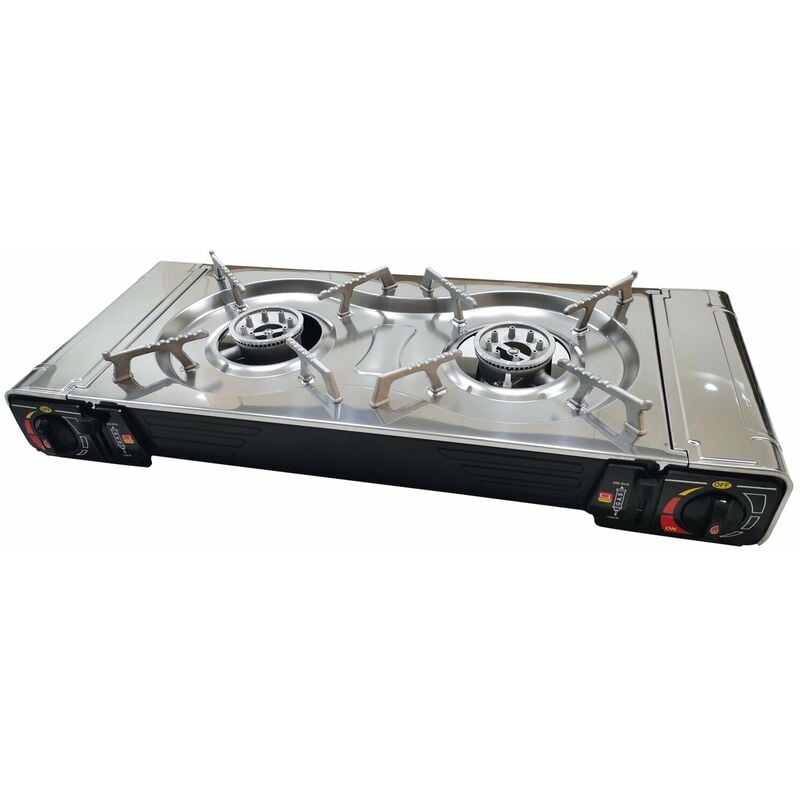 Réchaud à gaz portable avec 2 feux INCASA