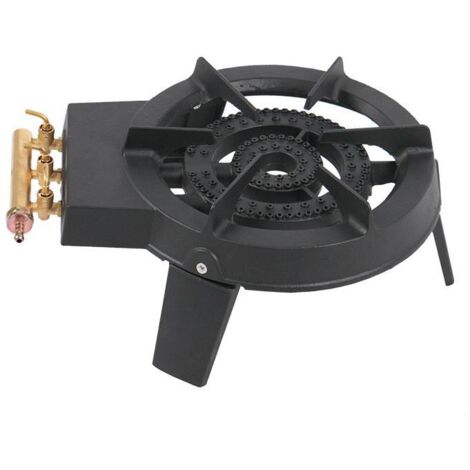 Réchaud à gaz portable en fonte pour camping extérieur Réchaud à gaz universel 3 pieds, 44.532.518.9cm, noir, 1pc
