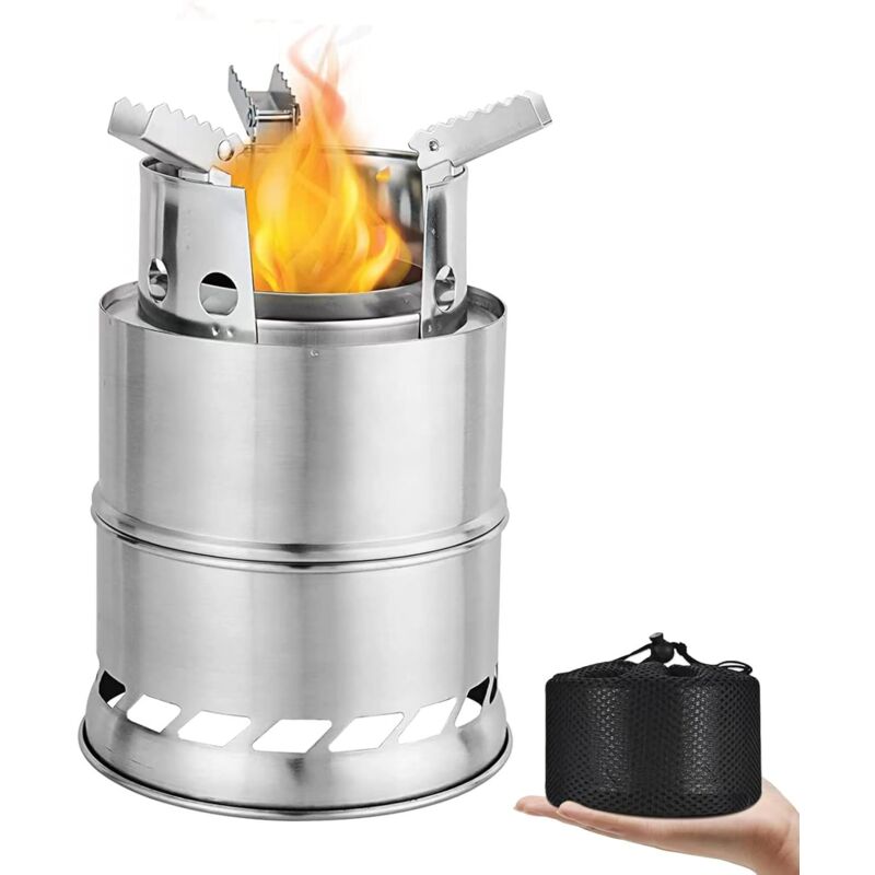 Réchaud Bois Portable, Poêle à bois Portable Pliable Réchaud a Bois Inoxydable pour Barbecue Randonnée Camping Pique-Nique