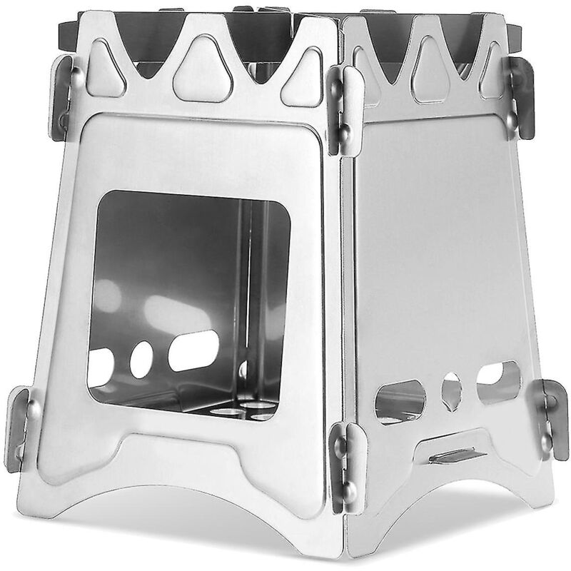 Réchaud de camping à bois, portable, compact, en acier inoxydable, pour pique-nique en plein air, poêle à bois en acier inoxydable, ultra-léger, pour